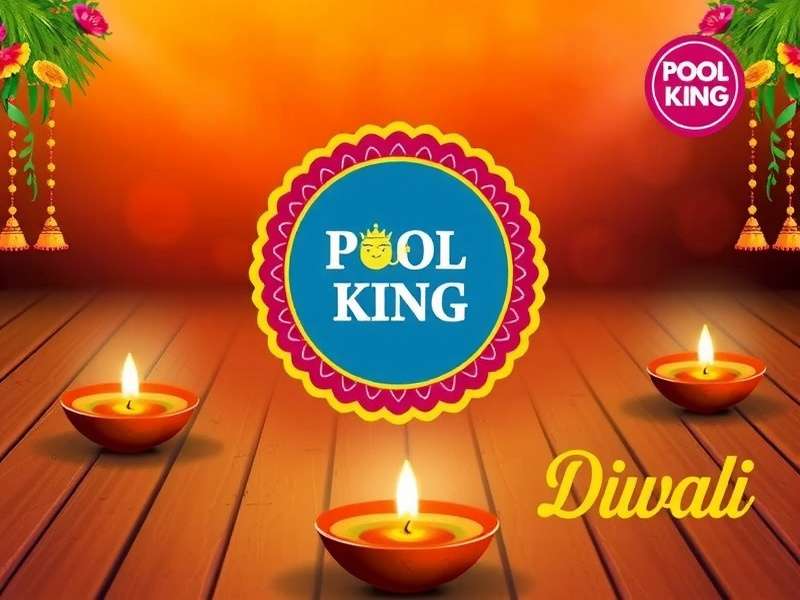 Pool King Diwali event poster with diyas and Lakshmi Cup logo